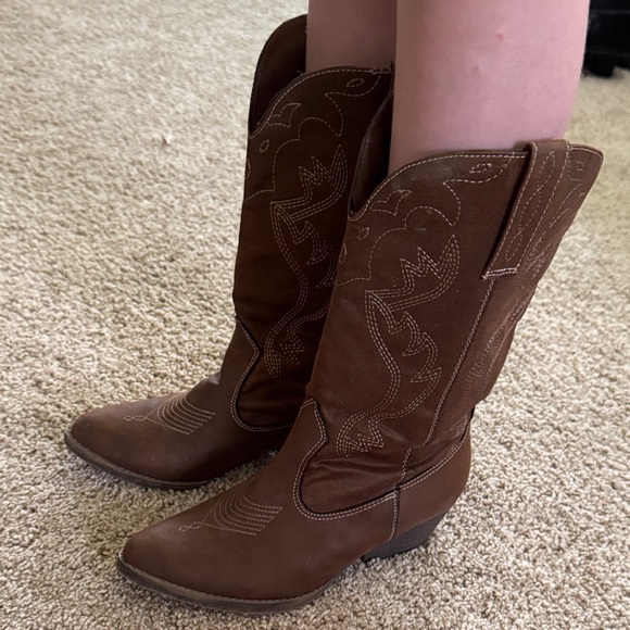 Brown Western Style Women's Boots - Picture 4 of 5